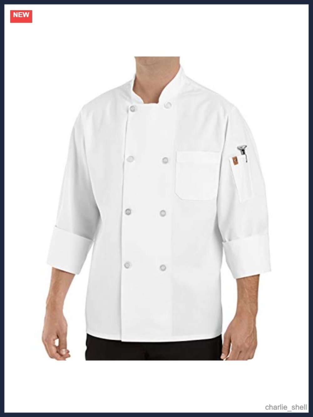 Men's Eight Pearl Button Chef Coat Food Service Workwear